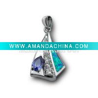 Wholesale Factory direct sales: 925 sterling silver charm pendant, rhodium(Gold) plated, with opal and cz stone