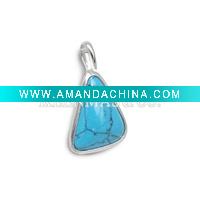 Wholesale Pear shape wholesale 925 silver charm pendant with turquoise