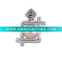 Wholesale Square shape wholesale 925 silver charm pendant with pearl