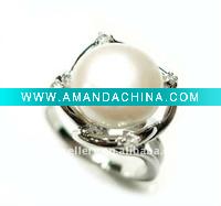Wholesale Manufacture silver ring with pealr , sample available by charge