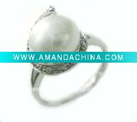 Wholesale Manufacture silver ring with pealr , sample available by charge