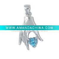 Wholesale Hot! !wholesale 925 sterling silver jewelry, fashion jewelry, fashion silver pendant with unique cz stone, welcome OEM or ODM o