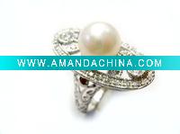 Wholesale 925 sterling silver ring with fresh water pearl