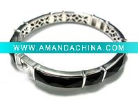 Wholesale silver bangle with onyx