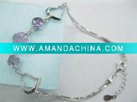 Wholesale elegant rhdium plated 925 sterling silver zircon bangle