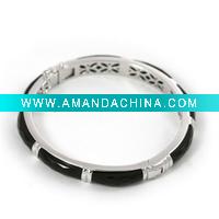 Wholesale Popular design 925 sterling silver bangle with onyx