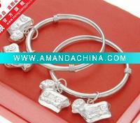 Wholesale MYSHINE lovely chinese chidren silver bangle