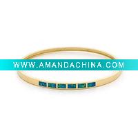 Wholesale Fashion ocean blue style sterling silver bangle with opal