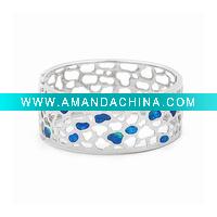 Wholesale 925 Sterling Silver Bangle with Opal, Rhodium Plating, Exquisite Design