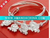 Wholesale MYSHINE 2011 brand new baby sweet bell silver bangle