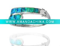 Wholesale 925 Sterling Silver Bangle with Opal, Rhodium Plating, Exquisite Design