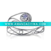 Wholesale fashion silver bangle with cz stone