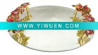 Wholesale DAISY FLOWER MIRROR TRAY OVAL