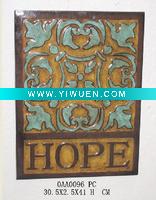 Wholesale Rectangular "hope" word home hang decoration