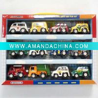 Wholesale 12pcs pull back motored mini car set in window box