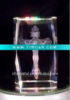 Wholesale Laser Etched Crystal Cube Jesus on Cross