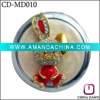 Wholesale fashion gift crystal 70mm rabbit foldable mirror CD-MD010