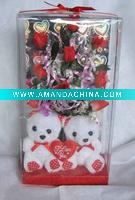 Wholesale Plush bear with artificial flower wedding favor gifts