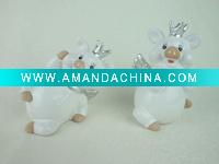 Wholesale Cute ceramic white glaze animal flying pig