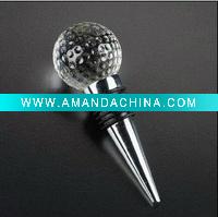 Wholesale unique golf ball shape crystal wine stopper, bottle stopper MH-QT095