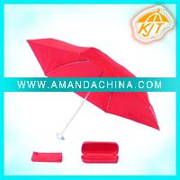 Wholesale Three fold ultra light frame manual open red umbrella