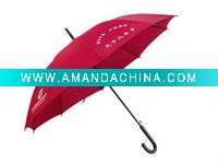 Wholesale 57cm*10K Red Pongee Auto open Straight Umbrella