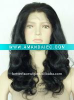 Wholesale stock natural color body wave indian remy human hair full lace wig for black women