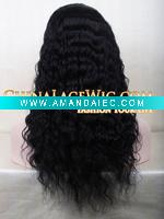 Wholesale Best gift 1# deep wave full lace wigs Chinese remy human hair 14inch