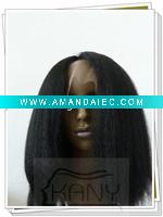 Wholesale Fashion 100% remy human hair kinky straight full lace wig with silk top