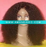 Wholesale hot sale indian remy human hair 18"1b#kinky curl full lace wig