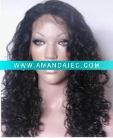 Wholesale Whole sales 1# Jerry Curl 18inch 100% Indian remy hair lace wigs