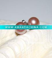 Wholesale freshwater perfect round pearl earring EK002