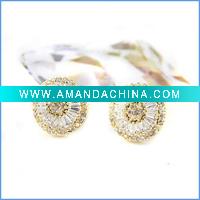 Wholesale Fashion Gold Zircon Stud Earrings