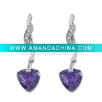 Wholesale Wedding purple cz stone earrings