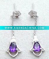 Wholesale 925 silver earring/amethyst earring/gemstone earring/elegant earring(YHE-8029)