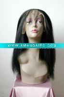 Wholesale womens yaki straight 14 inch 1# brazilian hair lace wig