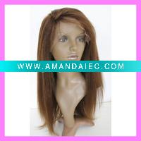 Wholesale 18inches Indian remy yaki straight full lace wig