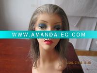 Wholesale gray natural looking indian human remy hair full lace wig for old woman