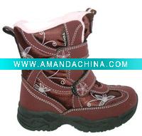 Wholesale upper: pu+ nylon with fur size rang 28-35,Children Boot