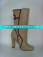 Wholesale 2012 Autumn/winter marquetry/ high heel/ leather handmade fashion ladies boots
