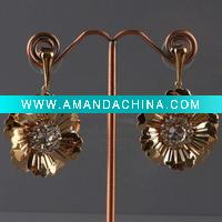 2011 Hottest fashion exquisite copper alloy crystal drop flower earring gold&silver jewelry