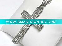 Wholesale Extra large crystal cross pendant long neckalce