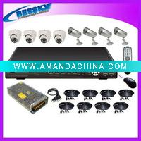 Wholesale 8 CHANNEL/REAL TIME/3G SUPPORT CCTV Surveillance Camera System Kit+DVR+Cameras+adaptor
