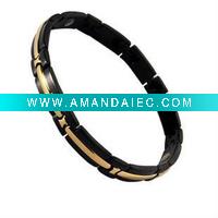 Wholesale magnetic bracelet black and gold plated Titanium bracelet
