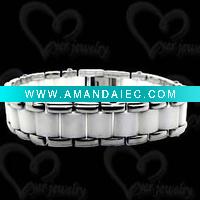 Wholesale fashional stainless steel white ceramic bracelet