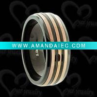 Wholesale Unique gold inlay black titanium rings