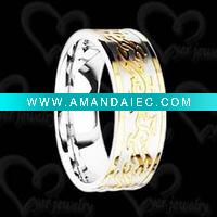Wholesale titanium rings for men with gold logo
