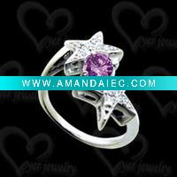 Wholesale 2011 New design sterling silver star ruby rings jewelry