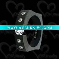 Wholesale logo auto laser, cz stone black titanium rings