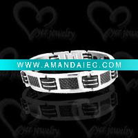 Wholesale magnetic stainless rubbled inlaid stainless steel bracelet